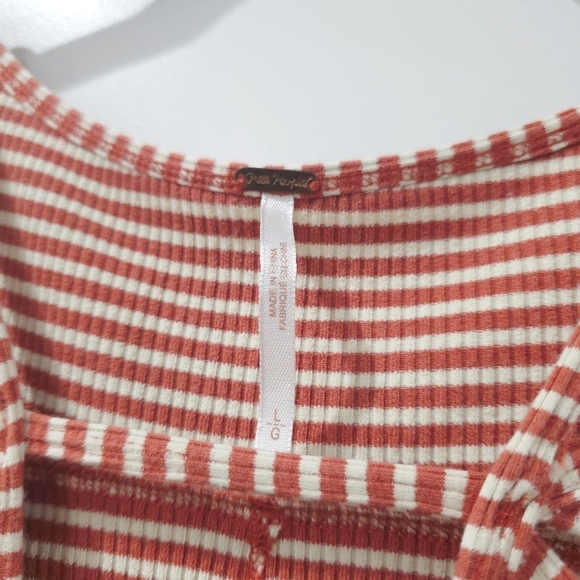 FREE PEOPLE Frenchie Striped Short Sleeve Top, Cayenne Combo, High Stretch, L - Picture 8 of 16